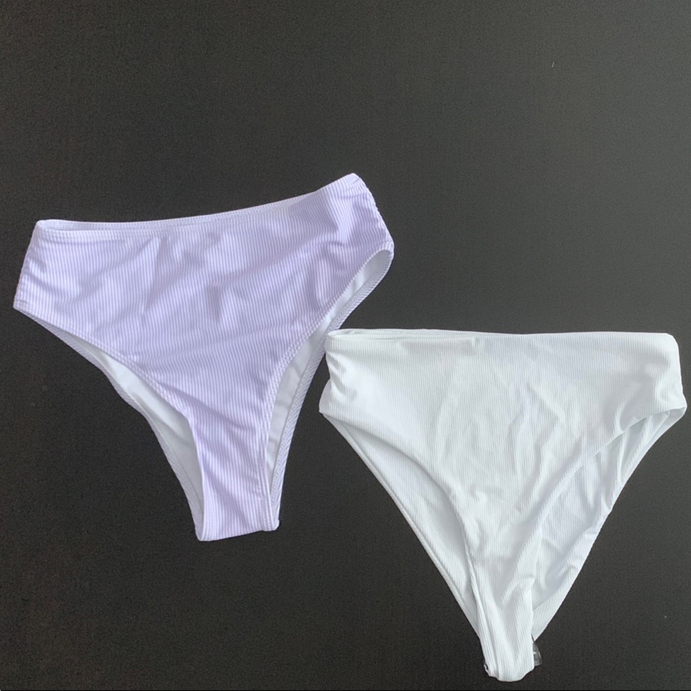 Classic White and Purple Swim Bottoms